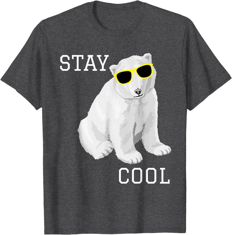 Cool bleiben Eisbär Stay Cool Cute Baby Polar Bear Cub with Sunglasses T-Shirt - Dark Heather Grey