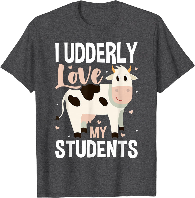 Cow Lover Gift Co. Cow Teacher Lover T-Shirt - Dark Heather Grey