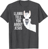 BDAZ Llama Tell You About Jesus Funny Christian Bible Gospel T-Shirt - Dark Heather Grey