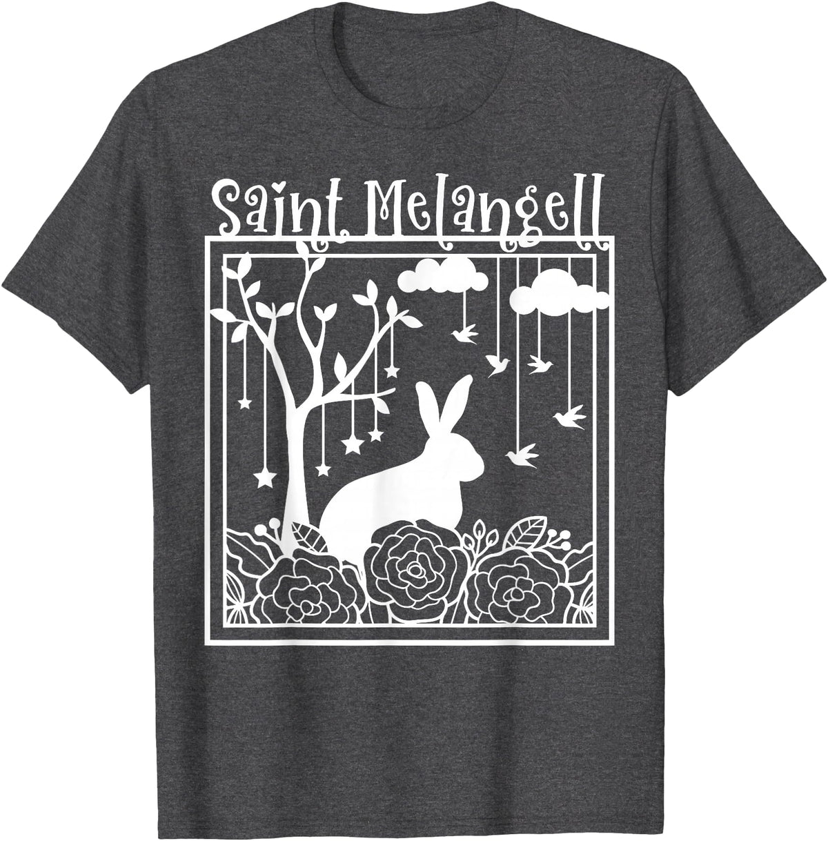 St Melangell Hares Rabbit Owner Catholic T-Shirt in Dark Heather Grey