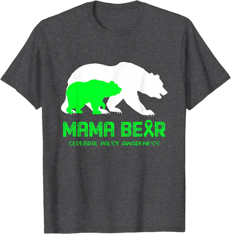 Cerebral Palsy Awareness T-Shirt Mama Bear Cerebral Palsy Awareness Shirt For Women Men T-Shirt - Dark Heather Grey