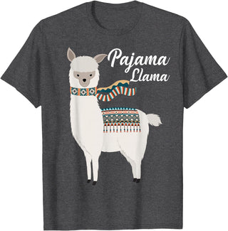 Llama Pajamas GA Cute Pajama Llama Bed Time T-Shirt Llama Pajama T-Shirt - Dark Heather Grey