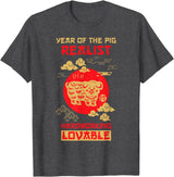 Pig Chinese Zodiac Design | Year of the Pig T-Shirt - Dark Heather Grey