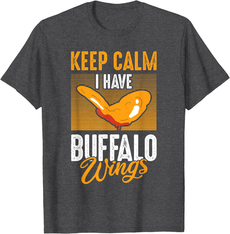 Buffalo Wings Fried Chicken Hot Wing Sauce T-Shirt - Dark Heather Grey