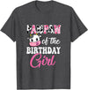 Vintage Retro Birthday Pawpaw Of The Birthday Girl Farm Cow 1St Birthday Girl T-Shirt - Dark Heather Grey