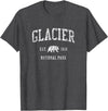 Jim Shorts Glacier National Park T-Shirt Vintage Sports Design Tee T-Shirt - Dark Heather Grey