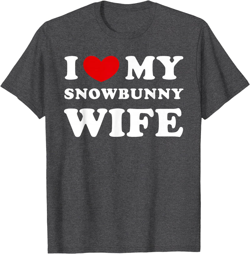 I Love My Snowbunny Wife, Snow Rabbit Woman T-Shirt in Dark Heather Grey