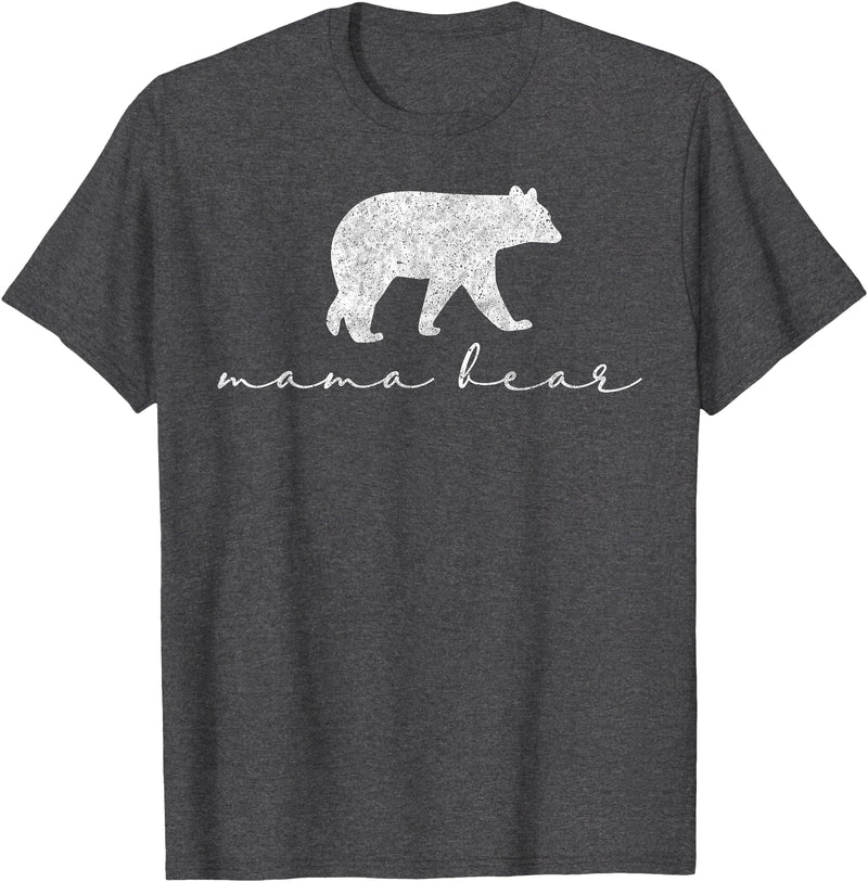 Mama Bear Shirt Cute White T-Shirt - Dark Heather Grey