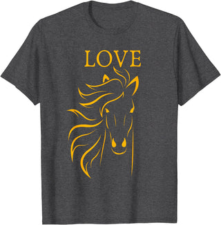 I Love Horses Shirts and Gifts Women and Girls Stylish Love Horse Head T-Shirt - Dark Heather Grey