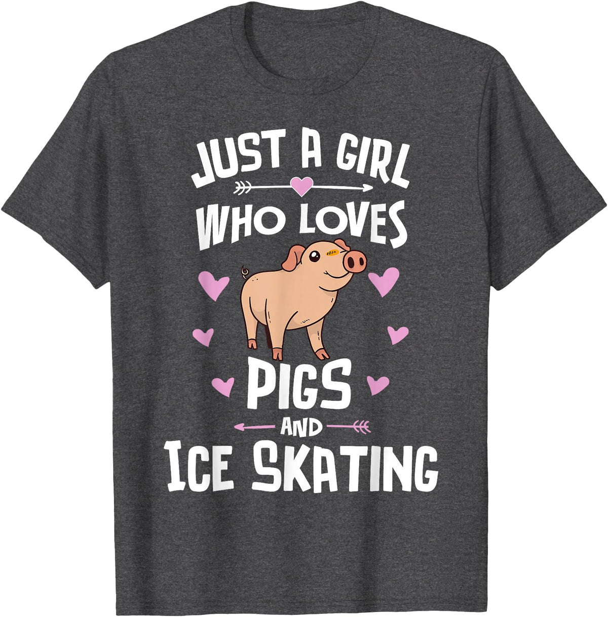 Pigs Memme Pigs And Ice Skating Gifts for Girls Women T-Shirt - Dark Heather Grey