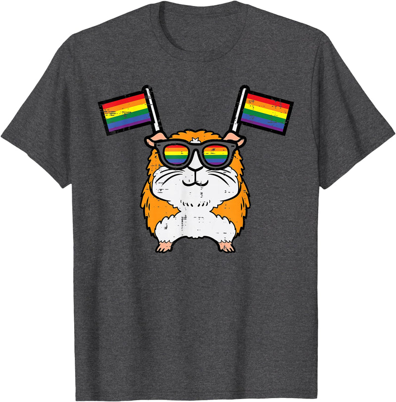 Gay Pride Shirts LGBTQ Ally LGBT Men Women Gift Gay Guinea Pig Rainbow Flag LGBT Pride Month Men Women Kids T-Shirt - Dark Heather Grey