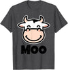 Kids Cow Design MOO Kids Cow Print Design | Cartoon Cow Face Design T-Shirt - Dark Heather Grey