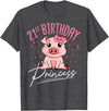 Pig Birthday 21 Cute Piggy Barn Party Apparel Pig 21st Birthday Princess Farm Party Hog Farmer Barnyard T-Shirt - Dark Heather Grey