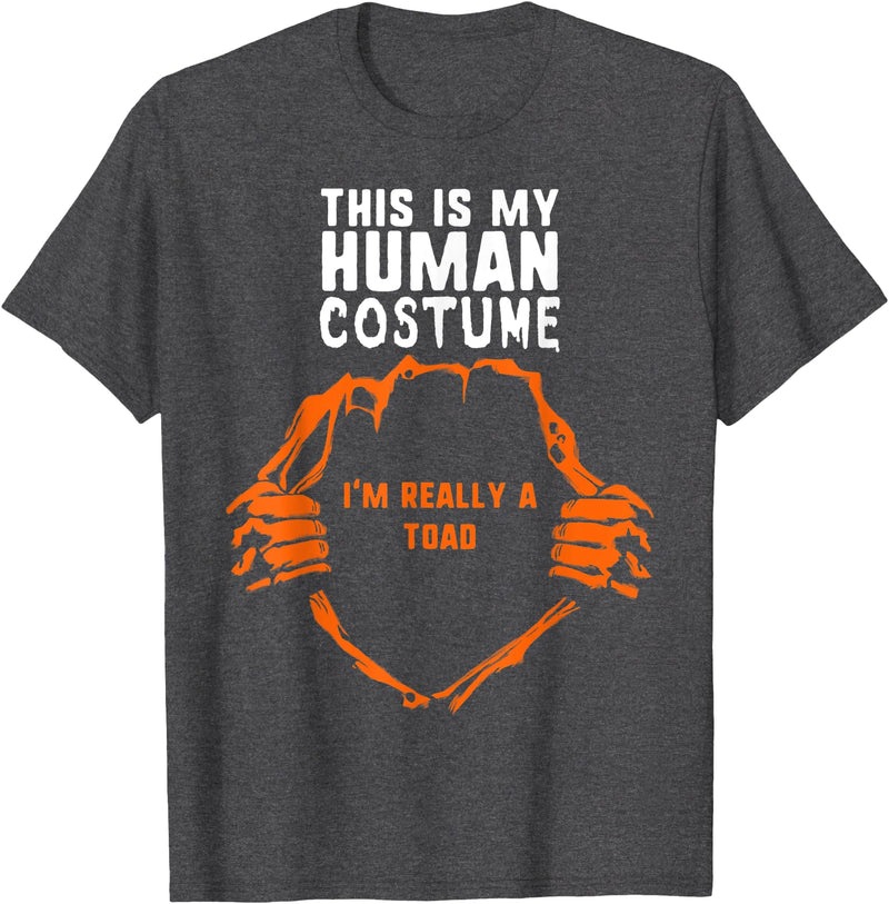 Halloween Costume by Marcus4 Tees Co. This Is My Human Costume I'm Really A Toad Halloween Kids T-Shirt - Dark Heather Grey