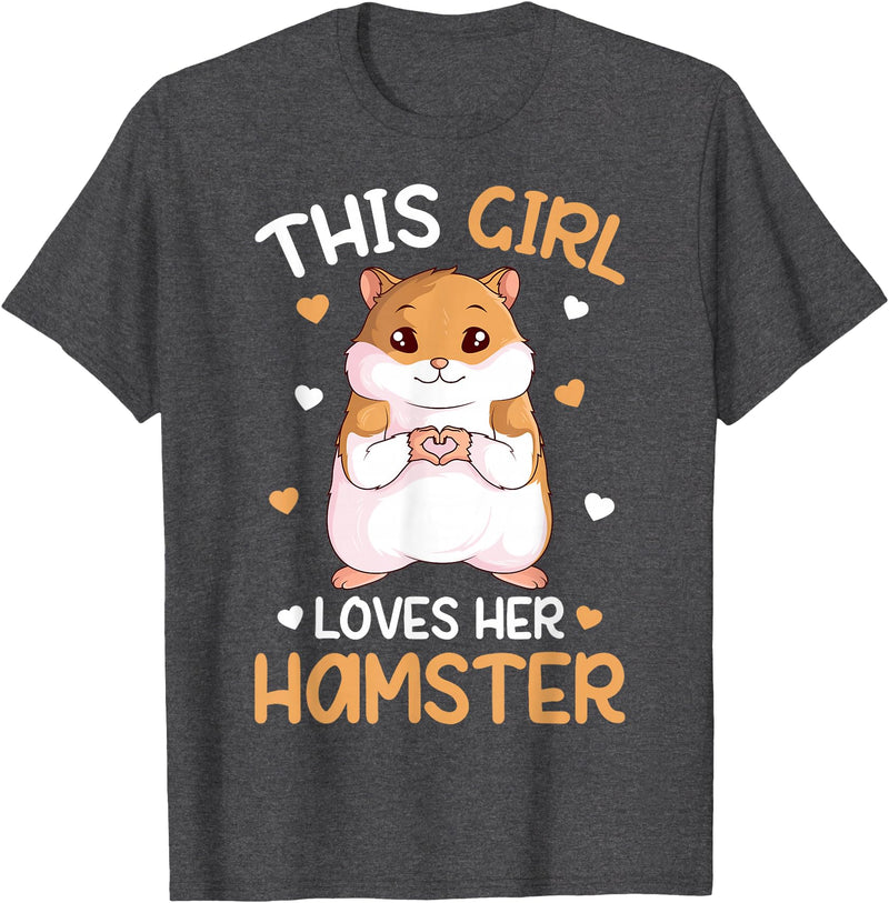 This Girl Loves Her Hamster Hammy Girls Hamster Lover T-Shirt - Dark Heather Grey