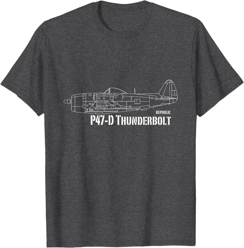Bear Cave Designs - USA Republic P-47D Thunderbolt T-Shirt - Dark Heather Grey