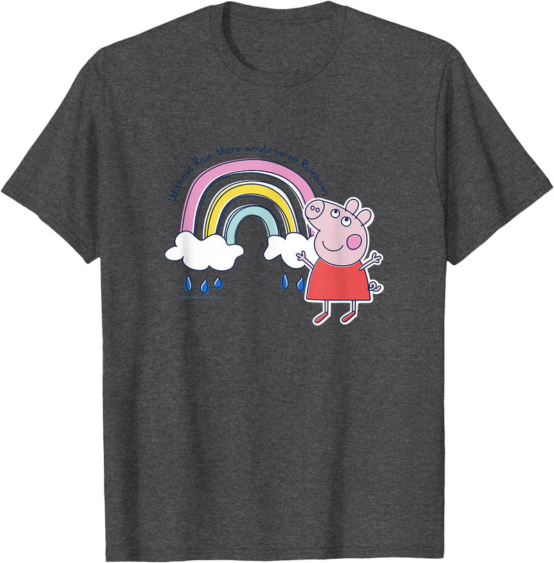 Peppa Pig Without Rain There Would Be No Rainbows Cute Shot T-Shirt - Dark Heather Grey
