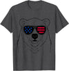 Polar Bear US Polar Bear 4th July America USA Flag T-Shirt for Women Kids Men - Dark Heather Grey