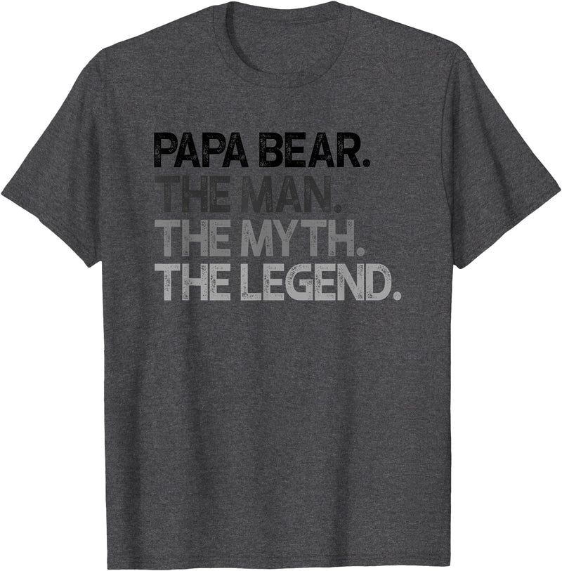 Papa Bear Gifts Papa Bear The Man The Myth Legend Gift T-Shirt - Dark Heather Grey