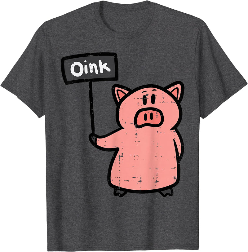 Pig Lover Shirts For Men Women Kids Pig Oink Sign Funny Hog Swine Farm Animal Men Women Kids T-Shirt - Dark Heather Grey