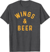 Threadrock Wings & Beer Funny Buffalo Chicken Lover Beer Drinker T-Shirt - Dark Heather Grey