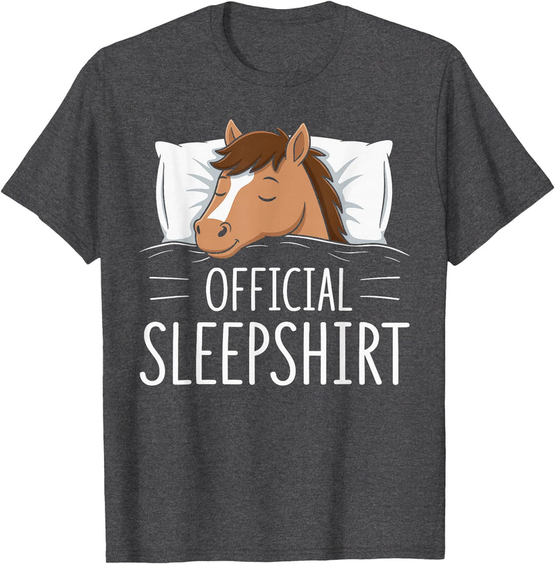 Nightgown Pajama Animals Designs & Gift Ideas Official Sleepshirt Sleeping Horse Lovers Pajama T-Shirt - Dark Heather Grey