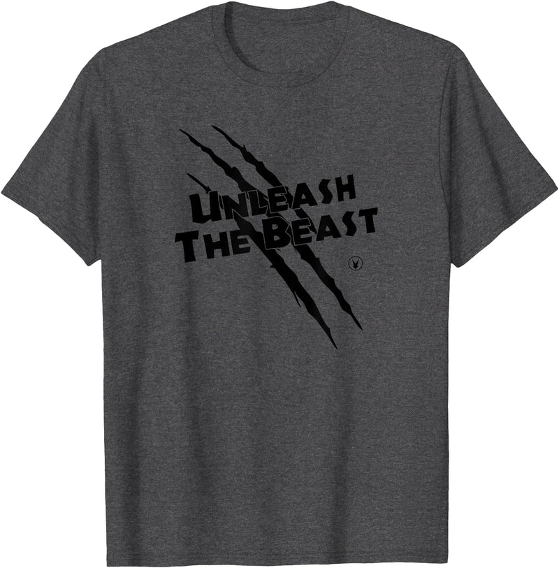 UNLEASH THE BEAST Gym Rabbit Workout Motivation T-Shirt in Dark Heather Grey