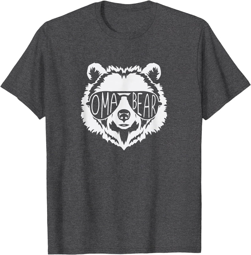 oma Bear Family Apparel Grandma Bear Face with Sunglasses T-Shirt - Dark Heather Grey