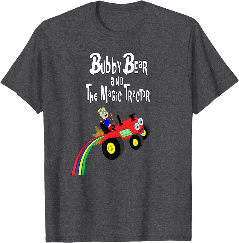 Strange Planet Apparel Bubby Bear and the Magic Tractor T-Shirt - Dark Heather Grey