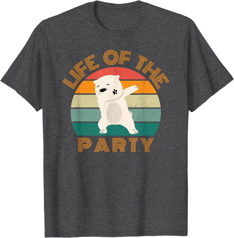 Christmas party cute bear dab dancing Life of the party, dabbing polar bear, birthday, Christmas T-Shirt - Dark Heather Grey