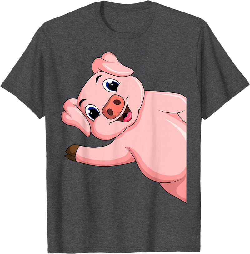 Funny Pig Lover & Owner Gift Ideas Pig Swine Kids Boys Girls Women T-Shirt - Dark Heather Grey