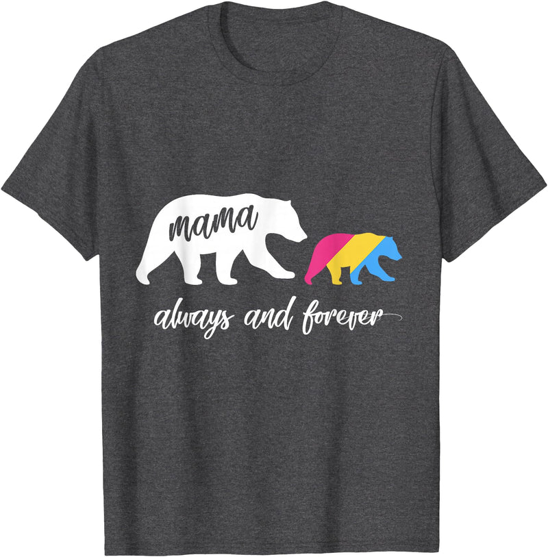 Cute Pansexual and Bisexual Mama Gift Tee Cute Pansexual Mama Bear T-Shirt - Dark Heather Grey