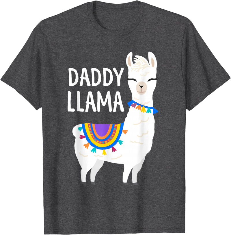 Birthday Llama Shirts Gift Daddy Llama Funny Father's Day Shirt Men, Dad, Dad Birthday T-Shirt - Dark Heather Grey