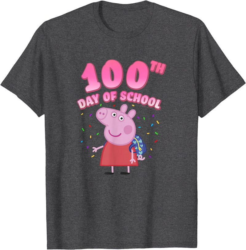 Peppa Pig 100th Day Of School Celebration Confetti T-Shirt - Dark Heather Grey
