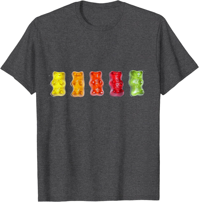 ArtAttack Unisex Classic Fit Gummy Bear Cartoon T-Shirt, Black, Small - Dark Heather Grey
