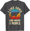 Funny Cows Lover Vintage Theme Gifts I like Cows and maybe 3 people funny vintage Farm theme T-Shirt - Dark Heather Grey