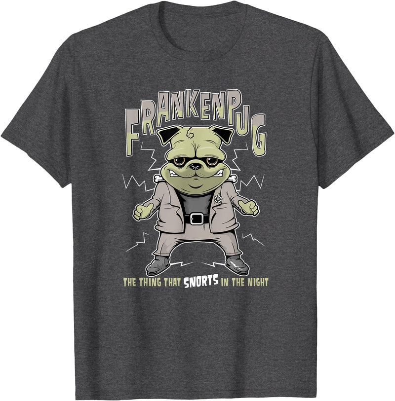 Rescue Mission Tees Pug Halloween FrankenPug T-Shirt - Dark Heather Grey