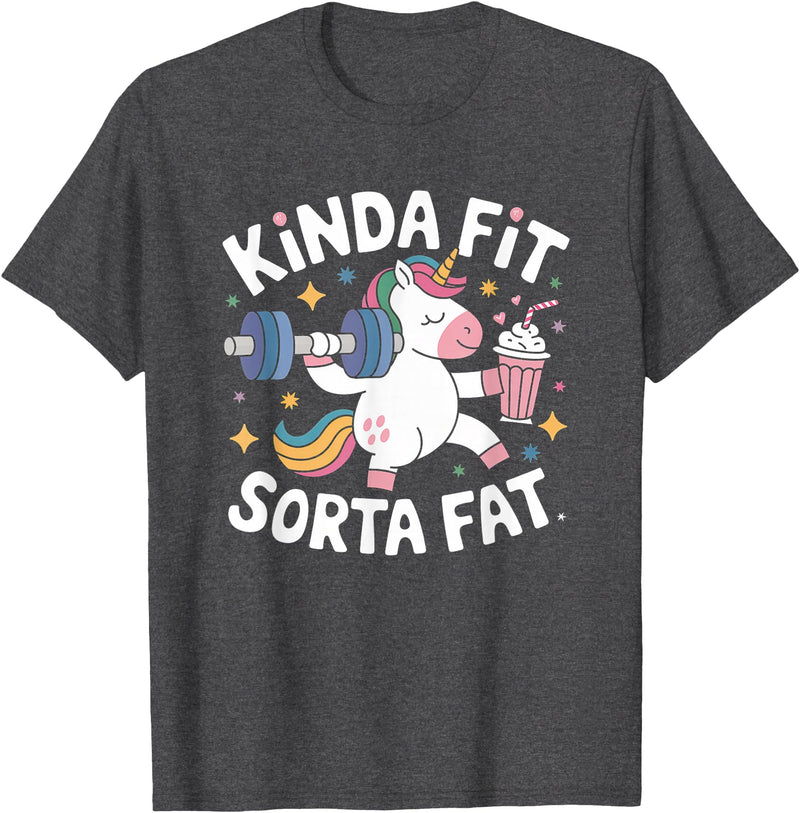 Kinda Fit Sorta Fat Gift Funny Gym Weightlifting Kinda Fit Sorta Fat Tshirt Funny Gym Body Cute Bear Retro T-Shirt - Dark Heather Grey