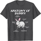 Funny Bunny Rabbit Anatomy Cute Rabbit Humor Joke T-Shirt in Dark Heather Grey