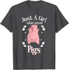 Cool Animal Farmers Year Of Pig Women Girl Designs Funny Just A Girl Who Loves Pigs Gift | Cute Mini Piggy Kids T-Shirt - Dark Heather Grey