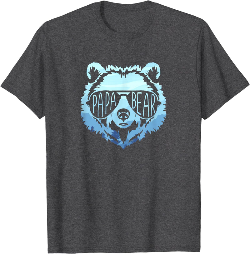 papa Grizzly in sunglasses Papa Bear Vintage Graphic T-Shirt - Dark Heather Grey