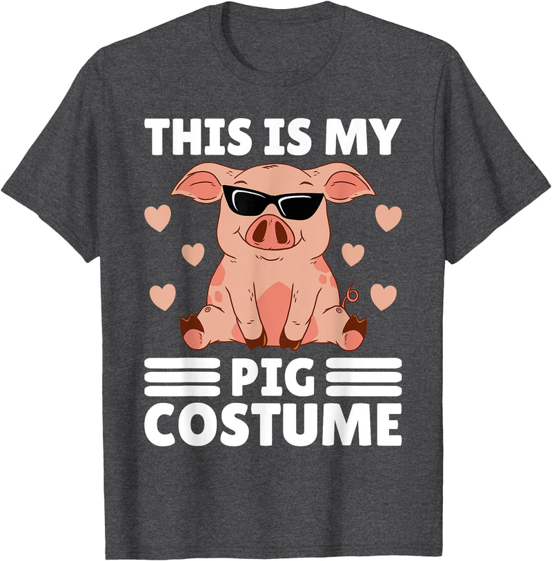 Funny Pig Costume For Women Or Girls This is My My Pig Costume Women Pig Stuff Funny Farmer Girl T-Shirt - Dark Heather Grey