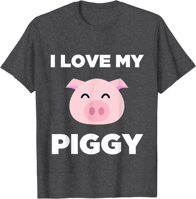 Adorable Fat Animals Tees I Love My Piggy - Funny Pet Pig Lover Cute T-Shirt T-Shirt - Dark Heather Grey