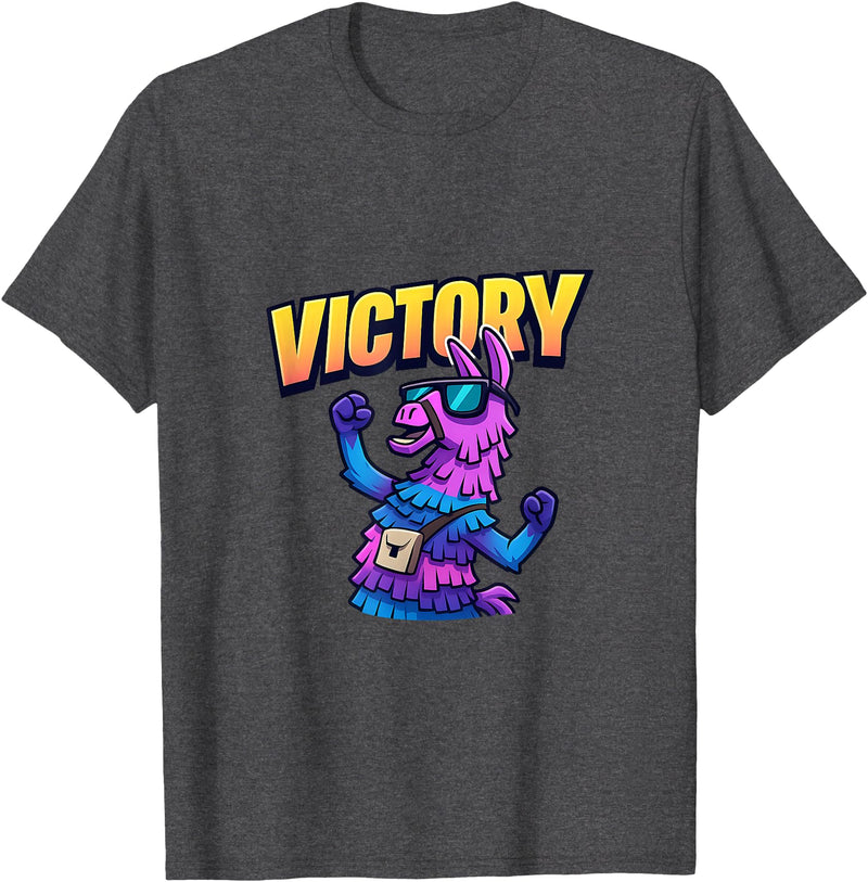 PixelLlama Victory Gaming Victory Llama T-Shirt - Dark Heather Grey