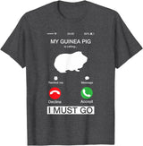 Pet Is Calling I Must Go Tees My Guinea Pig is Calling and I Must Go Phone Screen Pun Tee T-Shirt - Dark Heather Grey