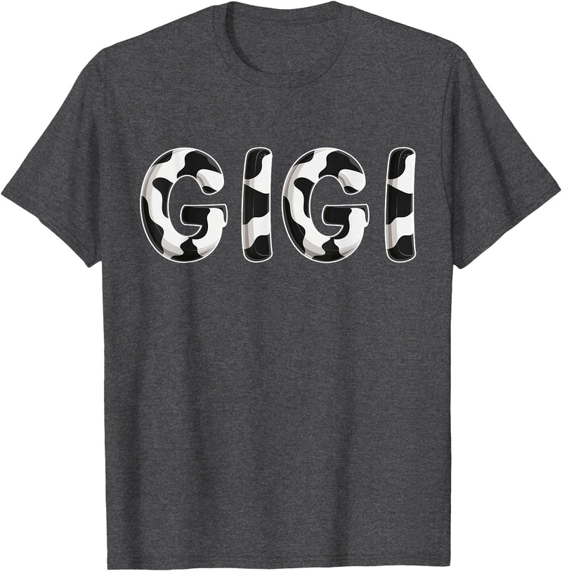 Cow Pattern Print Family Matching Birthday Shirts Cow Gigi Birthday Family Matching Mothers Day Boy Girl Farm T-Shirt - Dark