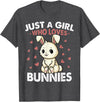 Just a Girl Who Loves Bunnies Kids Girls Rabbit Bunny T-Shirt in Dark Heather Grey