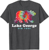 Lake George NY Bear Tie Dye New York Vacation T-Shirt - Dark Heather Grey