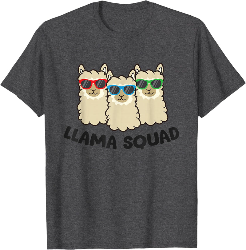 Llama Gifts For Llama Lovers Llama Squad Team Llama Matching Sunglasses LLamas T-Shirt - Dark Heather Grey