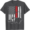 Vintage Gift for proud Dad of three Kids 4th July Daddy Bear with 3 cubs American Flag Daddy Bear Triplets T-Shirt - Dark Heather Grey